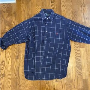 Blue button down collard shirt!